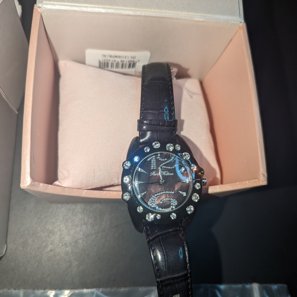 Paris Hilton Black Watch with Rhinestones
